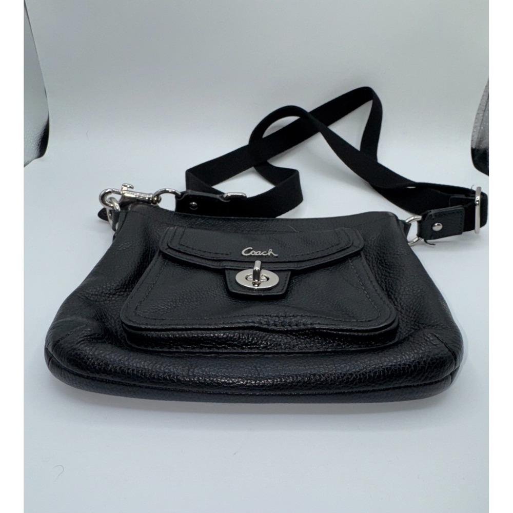 Vintage Coach Women's Swingpack Crossbody Bag S Black Turn Lock Pebbled Leather - Picture 9 of 12